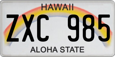 HI license plate ZXC985