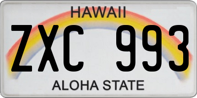 HI license plate ZXC993
