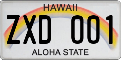 HI license plate ZXD001