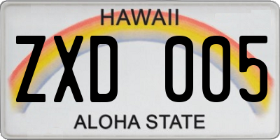 HI license plate ZXD005
