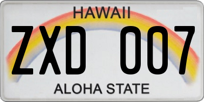 HI license plate ZXD007