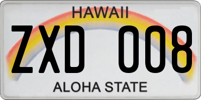 HI license plate ZXD008