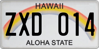 HI license plate ZXD014