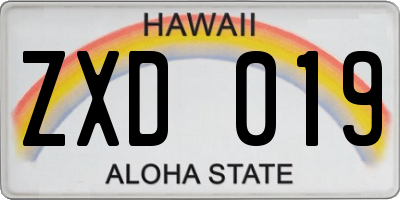 HI license plate ZXD019