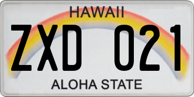 HI license plate ZXD021