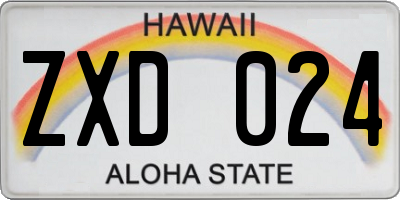 HI license plate ZXD024