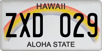 HI license plate ZXD029