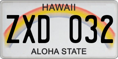 HI license plate ZXD032