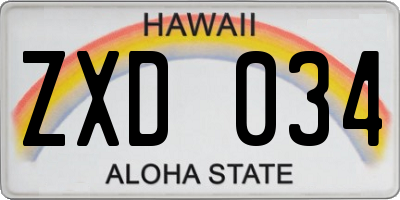 HI license plate ZXD034