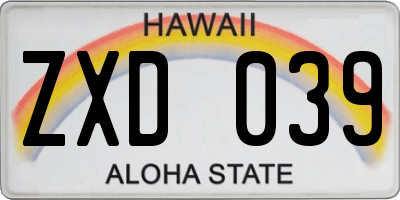 HI license plate ZXD039