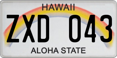 HI license plate ZXD043