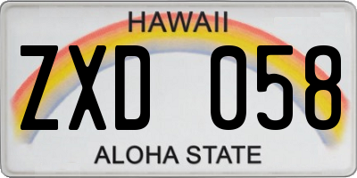 HI license plate ZXD058