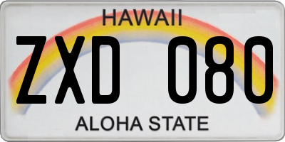 HI license plate ZXD080