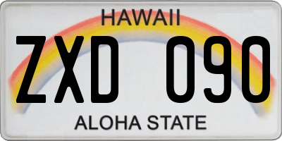 HI license plate ZXD090