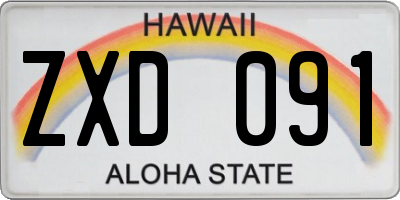 HI license plate ZXD091