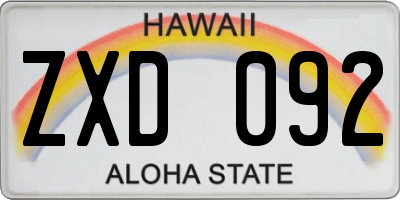 HI license plate ZXD092