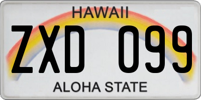 HI license plate ZXD099