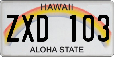 HI license plate ZXD103