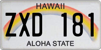 HI license plate ZXD181