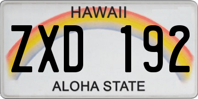 HI license plate ZXD192