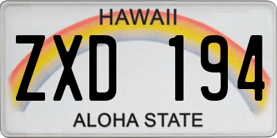 HI license plate ZXD194