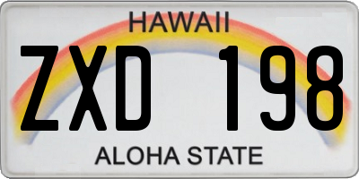 HI license plate ZXD198