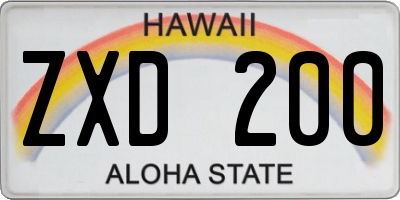 HI license plate ZXD200