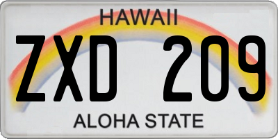 HI license plate ZXD209