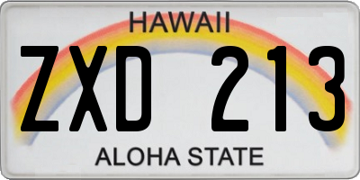 HI license plate ZXD213