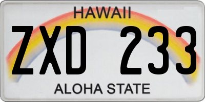 HI license plate ZXD233