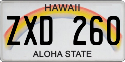 HI license plate ZXD260