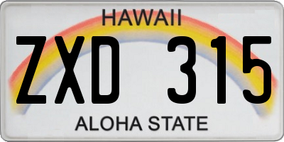 HI license plate ZXD315