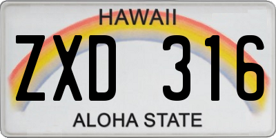 HI license plate ZXD316