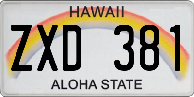 HI license plate ZXD381