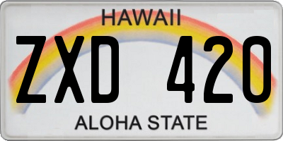 HI license plate ZXD420