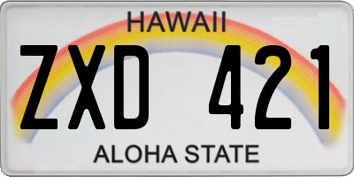 HI license plate ZXD421