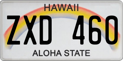 HI license plate ZXD460