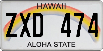 HI license plate ZXD474