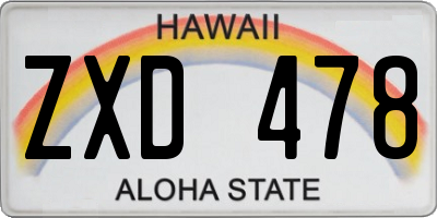 HI license plate ZXD478
