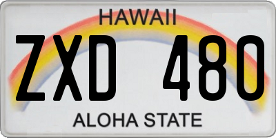 HI license plate ZXD480