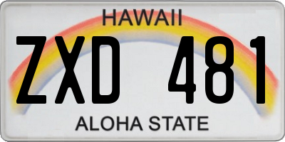 HI license plate ZXD481