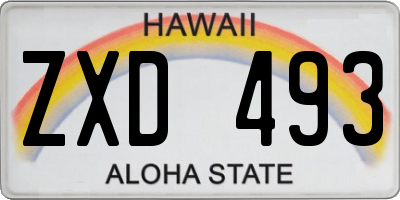 HI license plate ZXD493