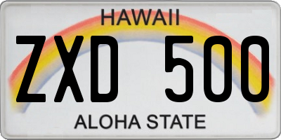 HI license plate ZXD500