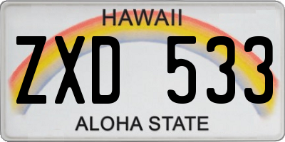 HI license plate ZXD533
