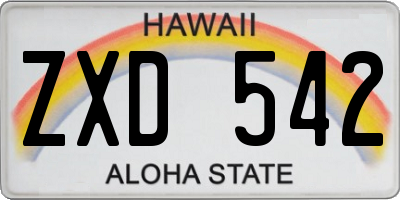 HI license plate ZXD542