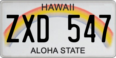 HI license plate ZXD547