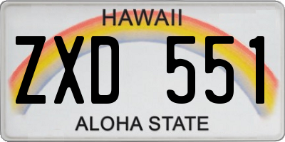 HI license plate ZXD551