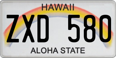 HI license plate ZXD580