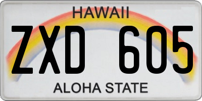 HI license plate ZXD605