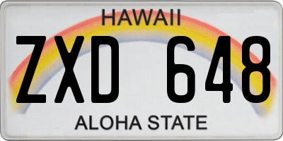 HI license plate ZXD648
